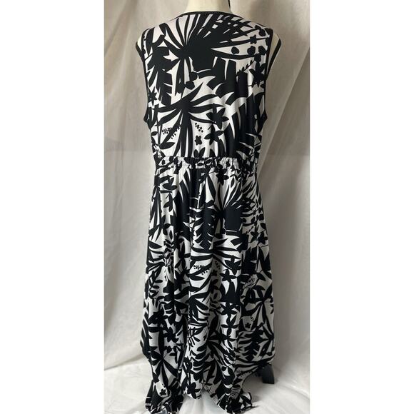 NY Collection Women's Large Dress Floral Black/White Sleeveless Sheath Cocktail - Picture 4 of 7